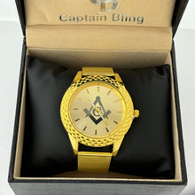 Load image into Gallery viewer, Captain Bling Masonic Gold Stainless Steel Strap Watch
