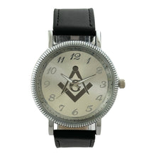 Load image into Gallery viewer, Captain Bling Masonic PU Leather Men&#39;s Watch: Silver Tone
