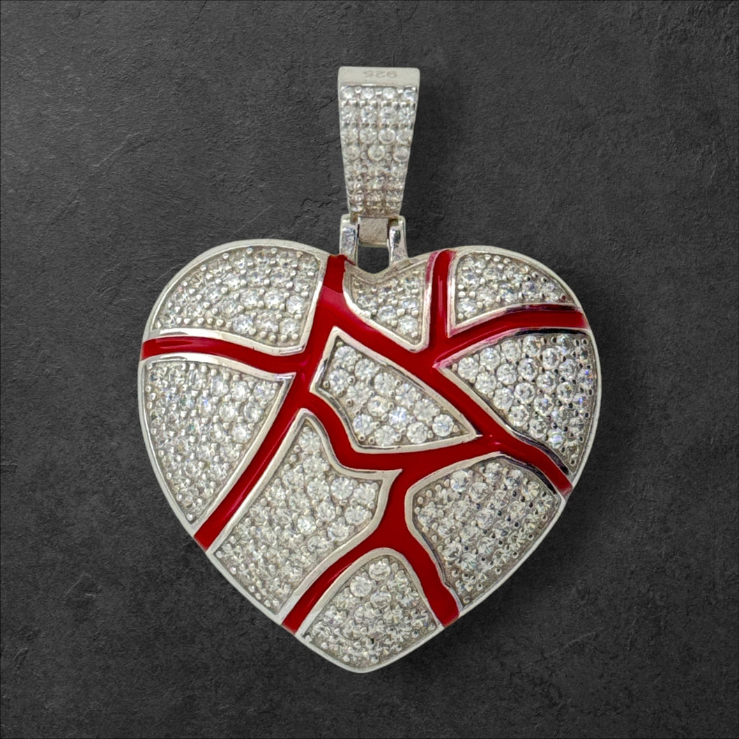 Sterling Silver CZ Broken Heart Pendent