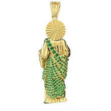 Load image into Gallery viewer, 10KT Gold Saint Pendant with Green CZ Stones - 4.04g Religious Jewelry
