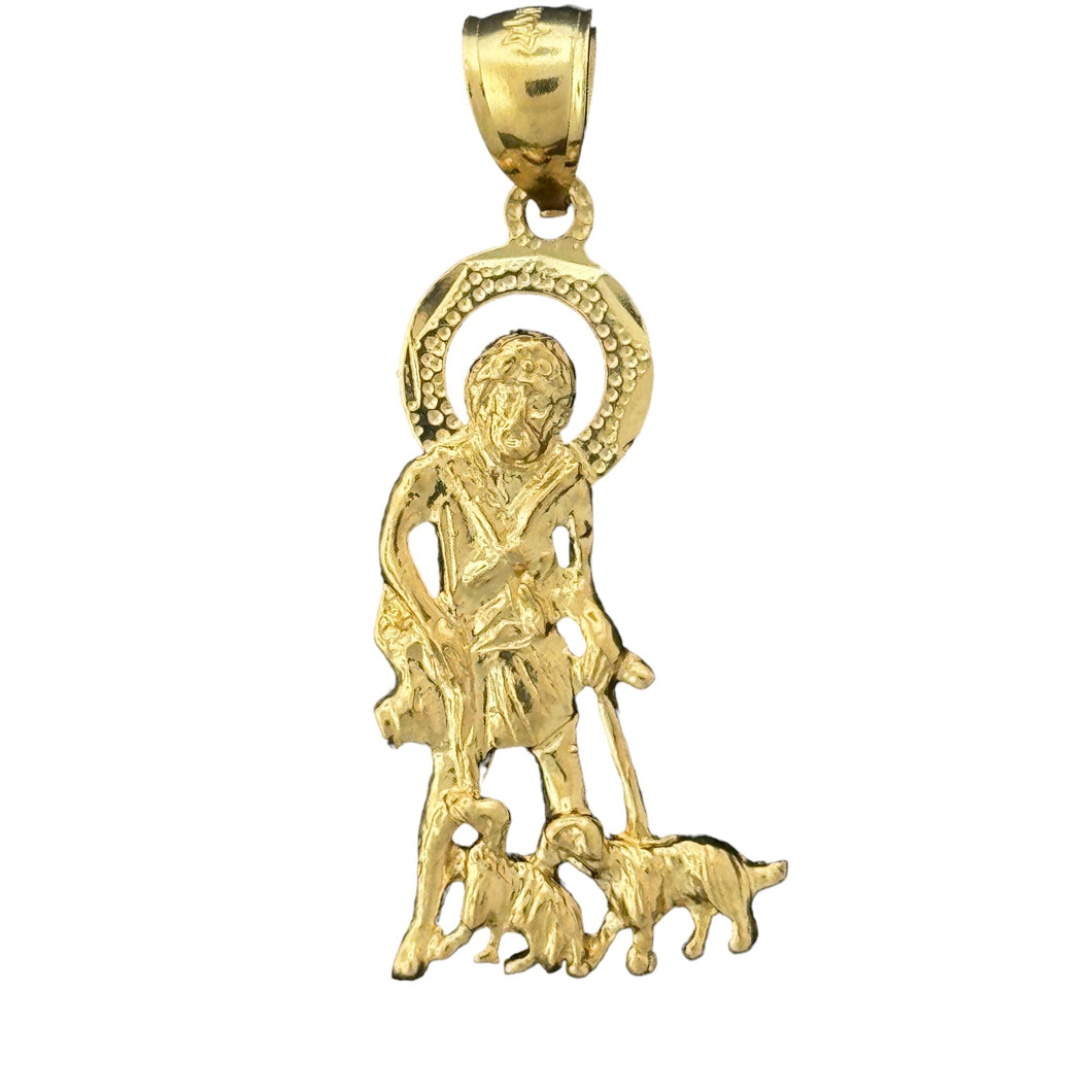 10KT Gold Saint with Dogs Pendant - 2.87g Religious Jewelry
