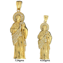 Load image into Gallery viewer, 10KT Gold Saint Pendant with CZ Stones - 7.24g and 4.50g
