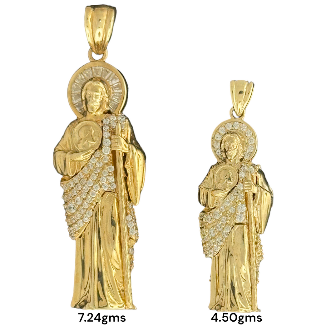 10KT Gold Saint Pendant with CZ Stones - 7.24g and 4.50g