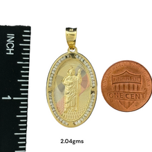 Load image into Gallery viewer, 10KT Gold Oval Saint Pendant with CZ Stones - 0.99g and 2.04g
