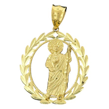 Load image into Gallery viewer, 10KT Gold Round Saint Pendant with CZ Stones - 5.1g
