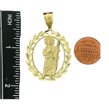 Load image into Gallery viewer, 10KT Gold Round Saint Pendant with CZ Stones - 5.1g
