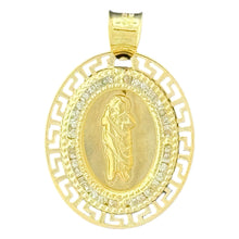 Load image into Gallery viewer, 10KT Gold Oval Saint Pendant with CZ Stones - 1.24g Religious Jewelry
