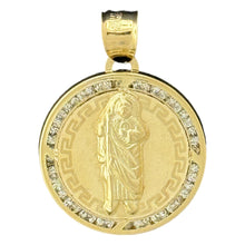 Load image into Gallery viewer, 10KT Gold Round Saint Pendant with CZ Stones - 1.38g
