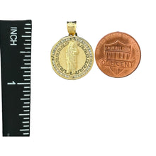 Load image into Gallery viewer, 10KT Gold Round Saint Pendant with CZ Stones - 1.38g
