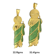 Load image into Gallery viewer, 10KT Gold Saint Pendant with Green CZ Stones - 22.19g and 32.41g
