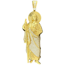 Load image into Gallery viewer, 10KT Gold Saint Pendant with CZ Stones - 32.48g
