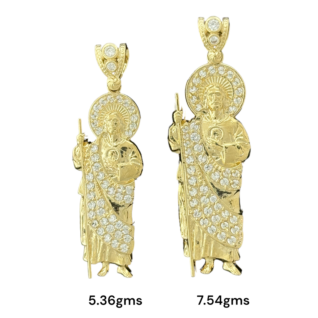 10KT Gold Saint Pendants with CZ Stones - 5.36g and 7.54g
