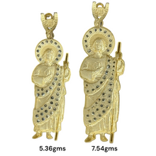 Load image into Gallery viewer, 10KT Gold Saint Pendants with CZ Stones - 5.36g and 7.54g
