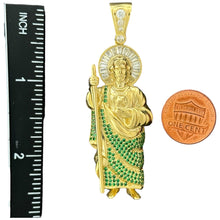 Load image into Gallery viewer, 10KT Gold Saint Pendant with Green CZ Stones - 12.19g

