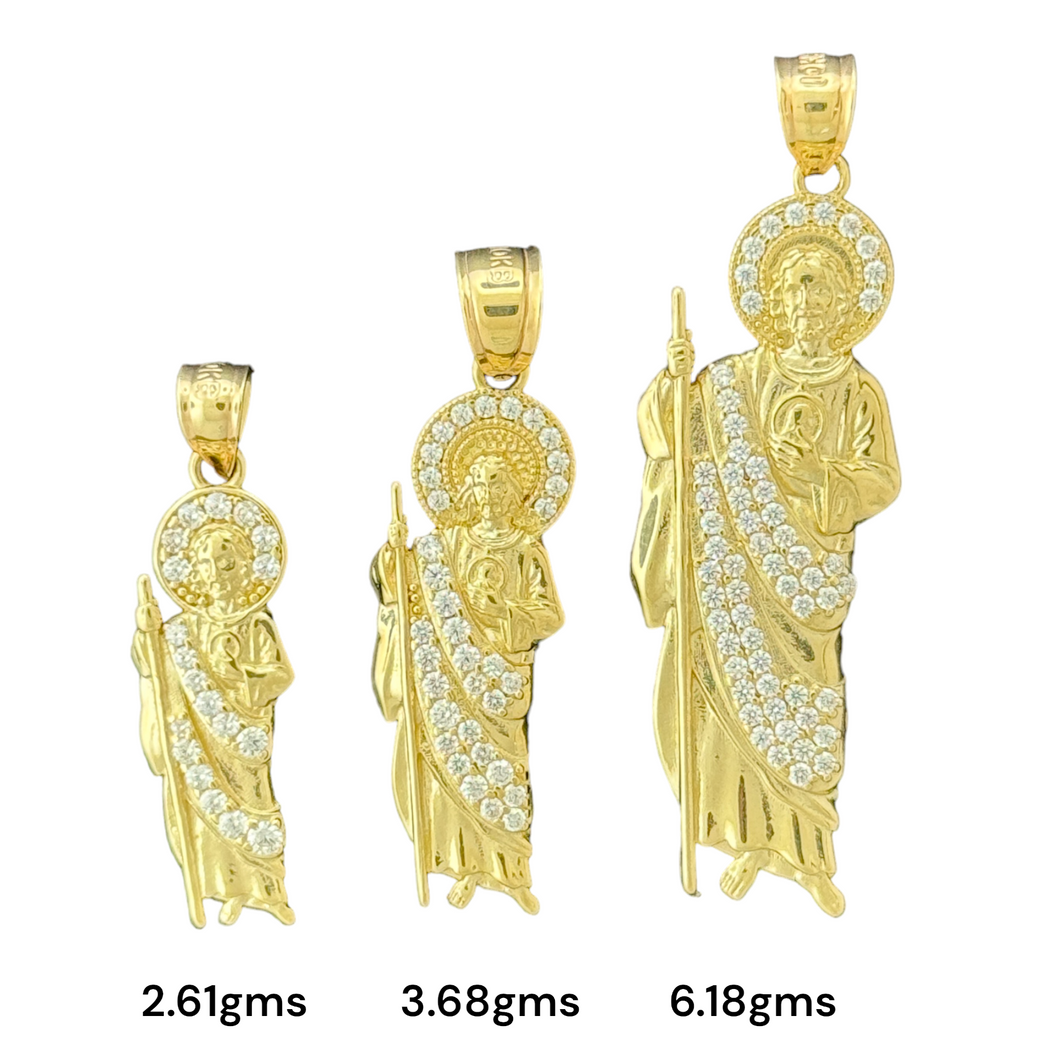 10KT Gold Saint Pendants with CZ Stones - 2.61g, 3.68g, 6.18g