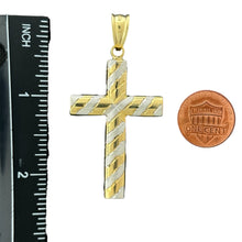Load image into Gallery viewer, 10KT Gold Textured Dual-Tone Cross Pendant- 3g
