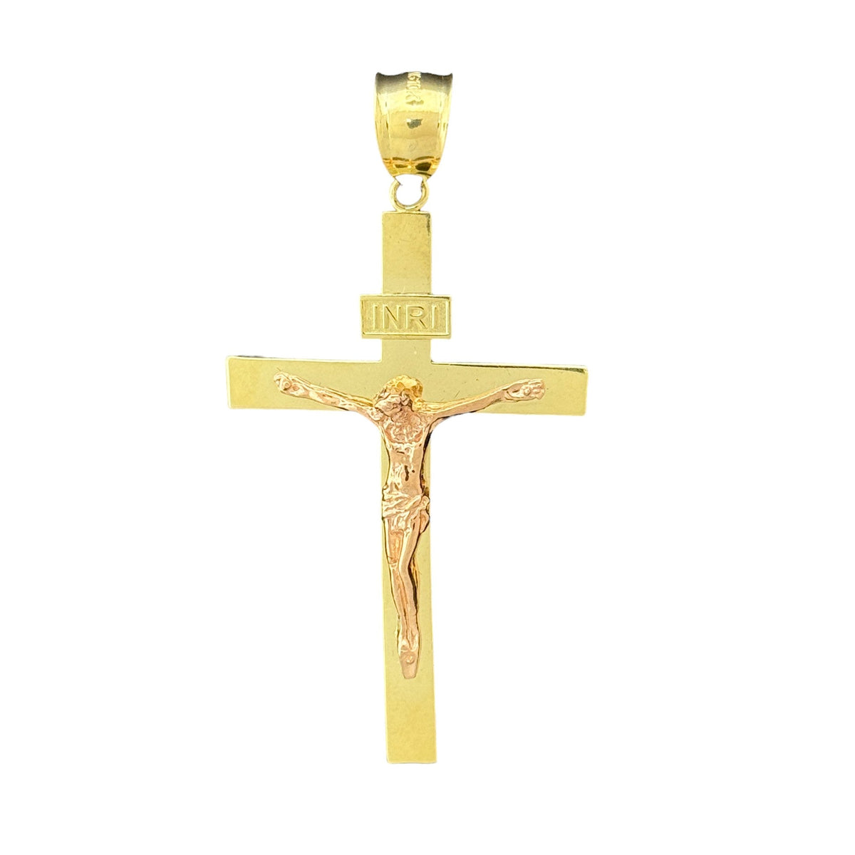10K Gold Crucifix Pendant With Inri Inscription - 5.35G