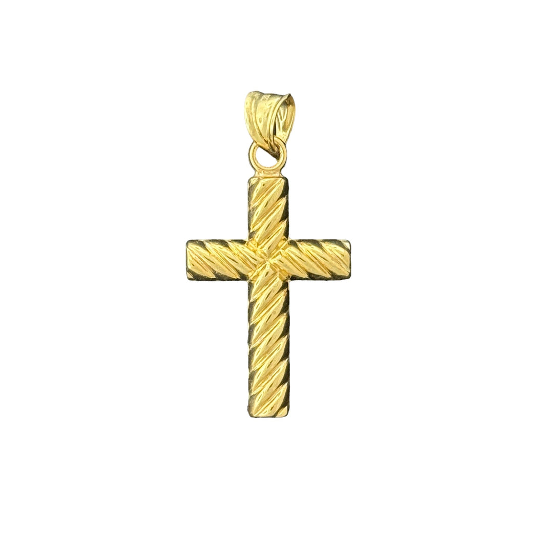 10KT Gold Rope-Textured Cross Pendant - 1.25g