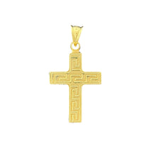 Load image into Gallery viewer, 10KT Gold Greek Key Cross Pendant - 1.37g
