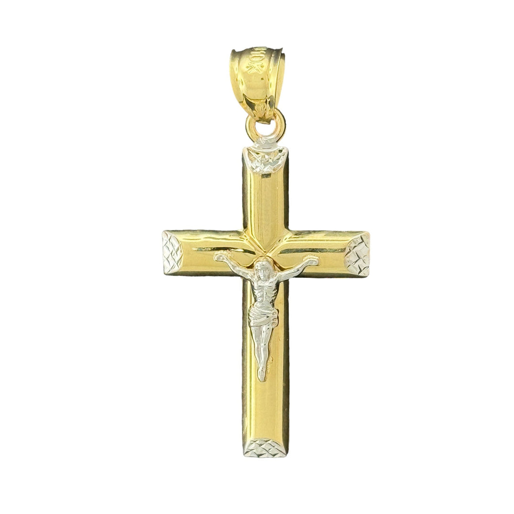 10KT Gold Two-Tone Crucifix Pendant - 2.14g