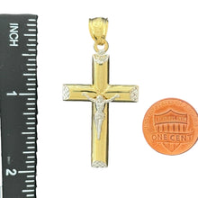 Load image into Gallery viewer, 10KT Gold Two-Tone Crucifix Pendant - 2.14g
