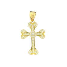 Load image into Gallery viewer, 10KT Gold Filigree CZ Cross Pendant - 3.83g
