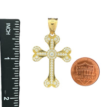 Load image into Gallery viewer, 10KT Gold Filigree CZ Cross Pendant - 3.83g
