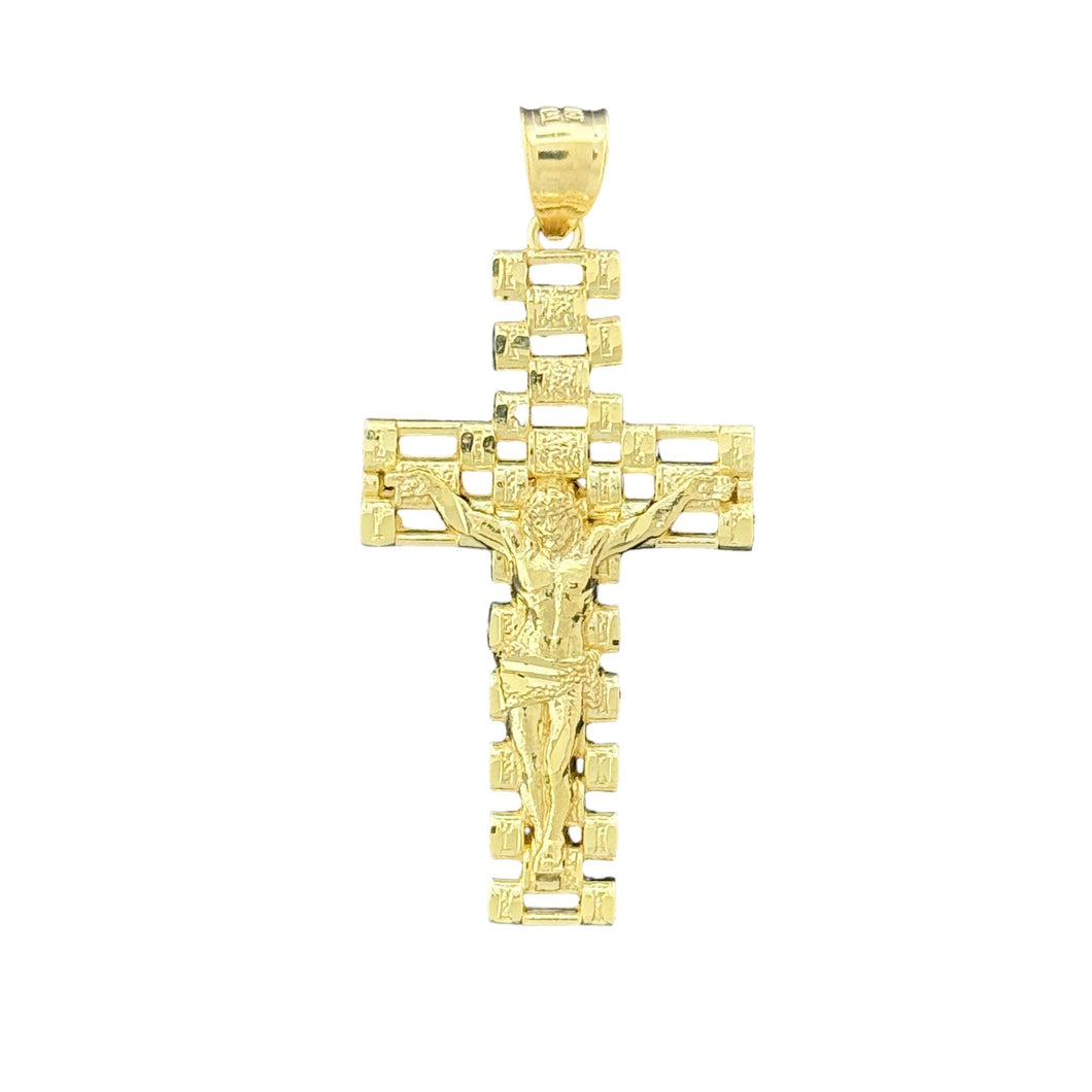 10KT Gold Crucifix Pendant with Openwork Design - 2.92g