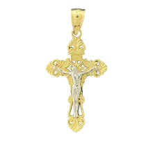 Load image into Gallery viewer, 10KT Gold Ornate Two-Tone Crucifix Pendant with INRI Inscription - 1.87g
