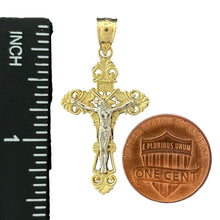 Load image into Gallery viewer, 10KT Gold Ornate Two-Tone Crucifix Pendant with INRI Inscription - 1.87g
