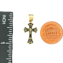 Load image into Gallery viewer, 10KT Gold Heart Detailed Cross Pendant 0.81g
