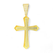 Load image into Gallery viewer, 14KT Gold Crucifix Cross Pendant with Sparkling Cubic Zirconia Stones - Elegant Religious Jewelry
