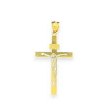 Load image into Gallery viewer, 14KT Gold Crucifix Cross Pendant with Sparkling Cubic Zirconia Stones - Elegant Religious Jewelry
