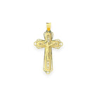 14KT Gold Crucifix Cross Pendant with Sparkling Cubic Zirconia Stones - Elegant Religious Jewelry