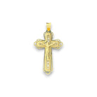 14KT Gold Crucifix Cross Pendant with Sparkling Cubic Zirconia Stones - Elegant Religious Jewelry