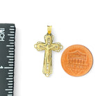 14KT Gold Crucifix Cross Pendant with Sparkling Cubic Zirconia Stones - Elegant Religious Jewelry