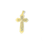 14KT Gold Crucifix Cross Pendant with Sparkling Cubic Zirconia Stones - Elegant Religious Jewelry
