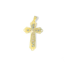 Load image into Gallery viewer, 14KT Gold Crucifix Cross Pendant with Sparkling Cubic Zirconia Stones - Elegant Religious Jewelry
