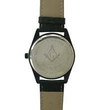 Load image into Gallery viewer, Captain Bling Masonic Leather Watch - Black Dial &amp; Roman Numerals

