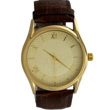 Load image into Gallery viewer, Captain Bling Masonic Leather Watch - Gold Dial with Roman Numerals

