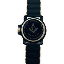 Load image into Gallery viewer, Captain Bling Masonic Silicone Watch - Black and Gold Design
