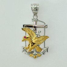 Load image into Gallery viewer, Sterling Silver CZ Mariner Eagle Pendant
