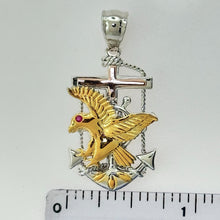 Load image into Gallery viewer, Sterling Silver CZ Mariner Eagle Pendant
