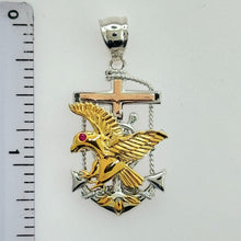 Load image into Gallery viewer, Sterling Silver CZ Mariner Eagle Pendant
