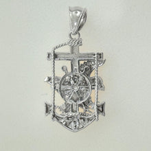 Load image into Gallery viewer, Sterling Silver CZ Mariner Eagle Pendant
