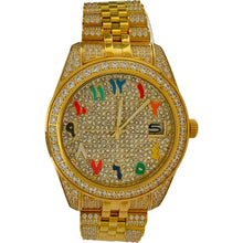 Load image into Gallery viewer, Captain Bling Men&#39;s Gold Stainless Steel | Busted Iced Out Watch |  CNC Setting
