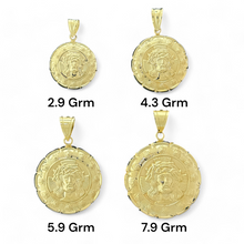 Load image into Gallery viewer, 10KT Yellow Gold Double-Sided Hollow Pendant - Jesus and Virgin Mary
