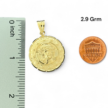 Load image into Gallery viewer, 10KT Yellow Gold Double-Sided Hollow Pendant - Jesus and Virgin Mary
