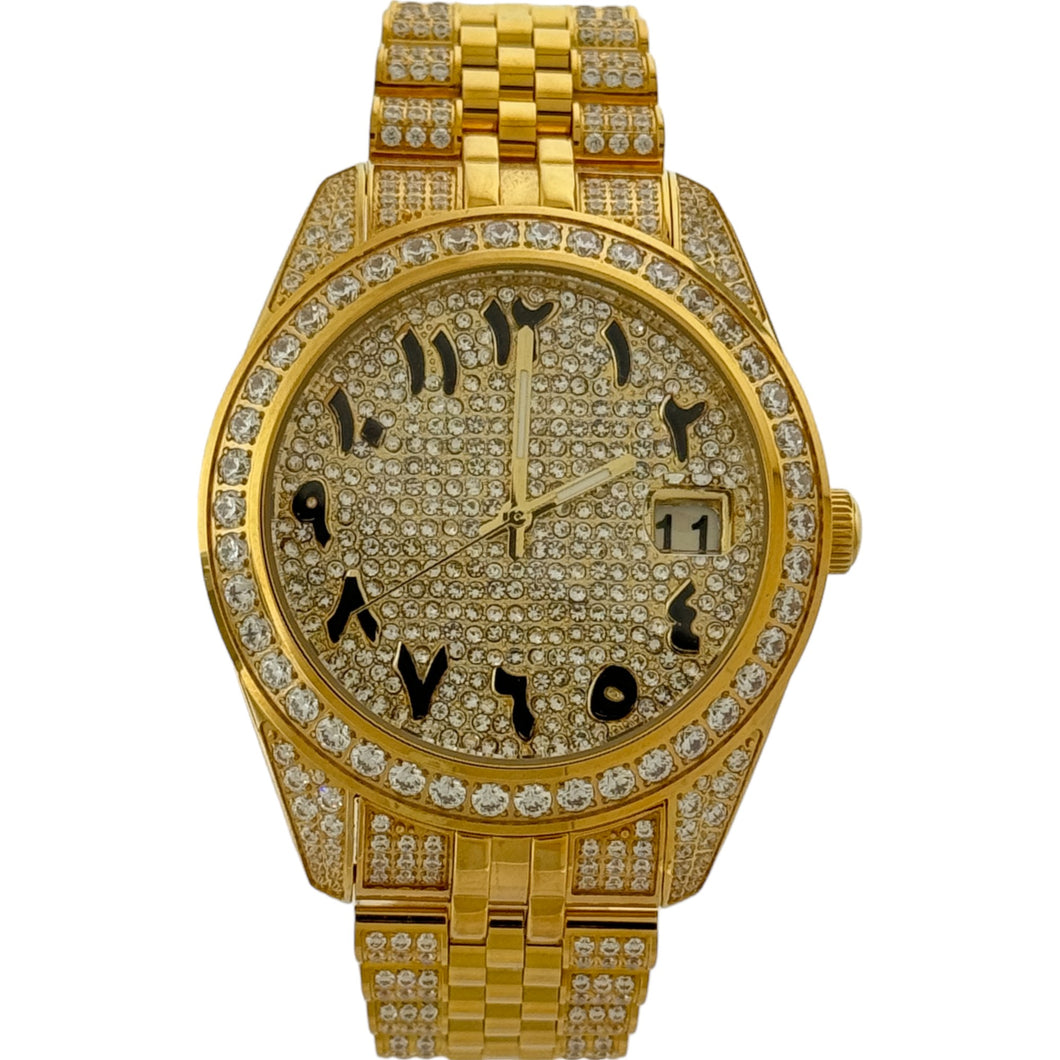 Captain Bling Men's Gold Stainless Steel | Busted Iced Out Watch | CNC setting