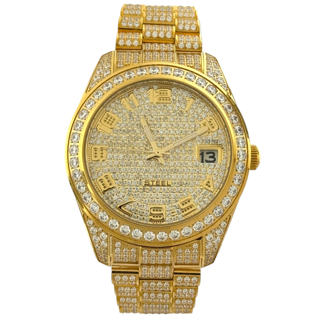Captain Bling Men's Gold Stainless Steel | Busted Iced Out Watch | CNC setting